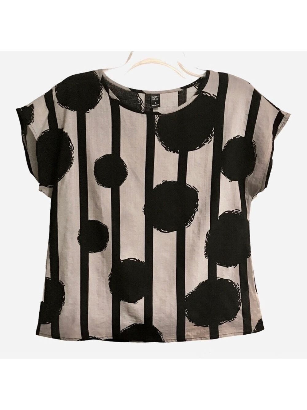 Emery Rose Short Sleeve Drop Shoulder Linen Look Top